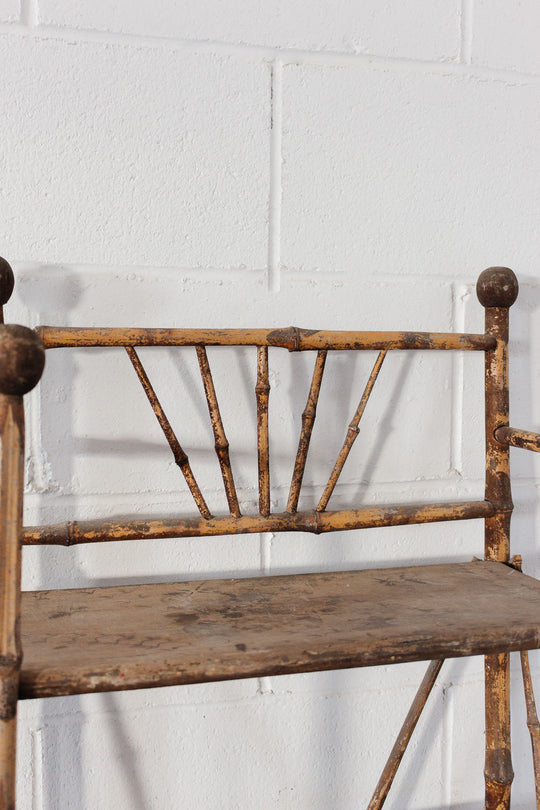 antique french burnt bamboo shelf