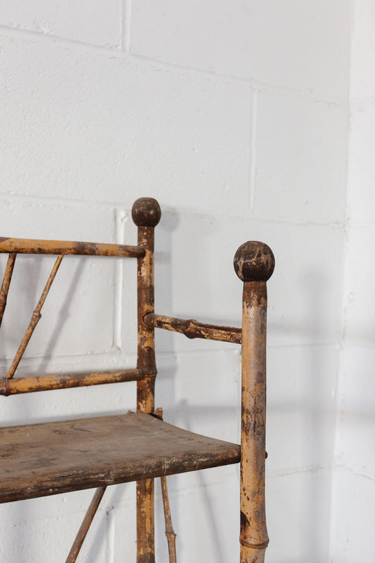 antique french burnt bamboo shelf