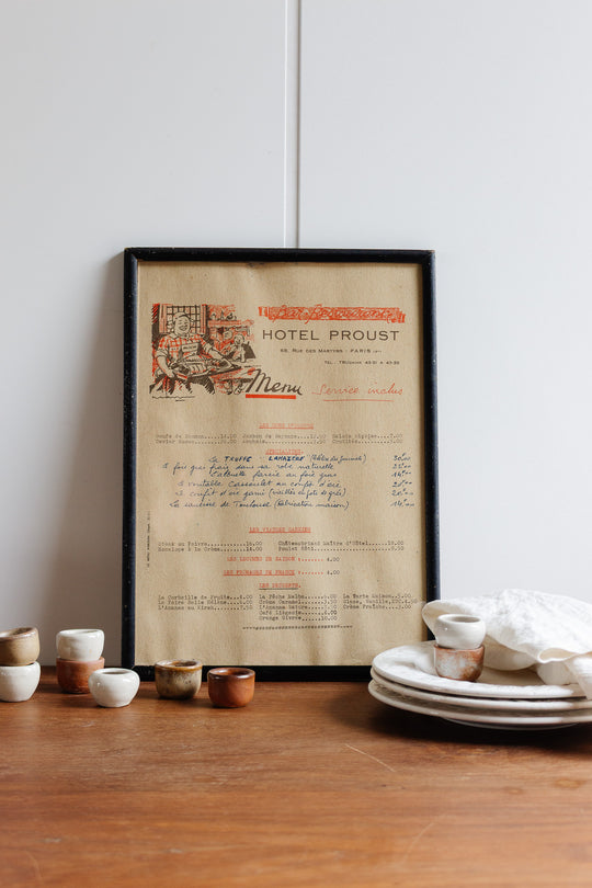 vintage french "hôtel proust" hand written menu