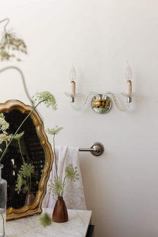 pair of vintage french murano glass double wall sconces
