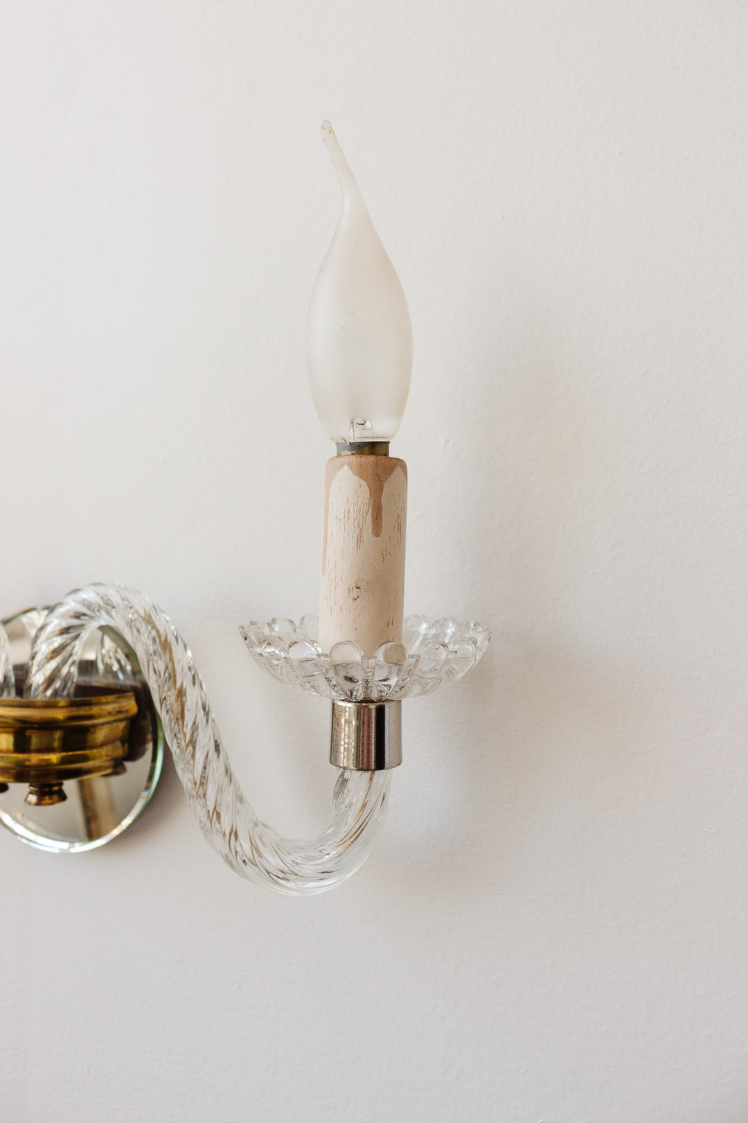 pair of vintage french murano glass double wall sconces