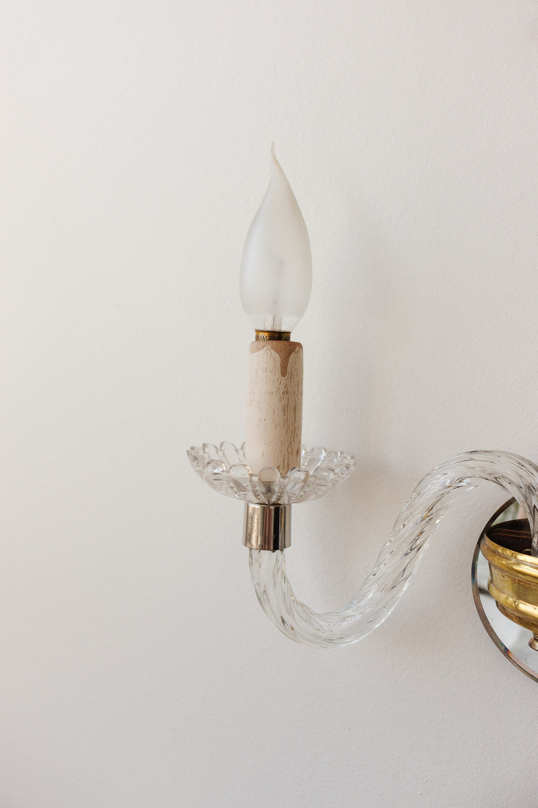 pair of vintage french murano glass double wall sconces