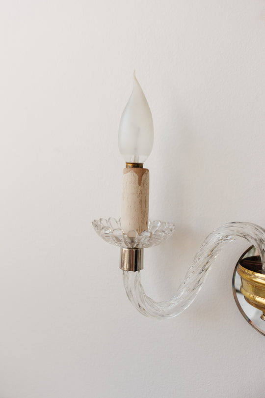 pair of vintage french murano glass double wall sconces