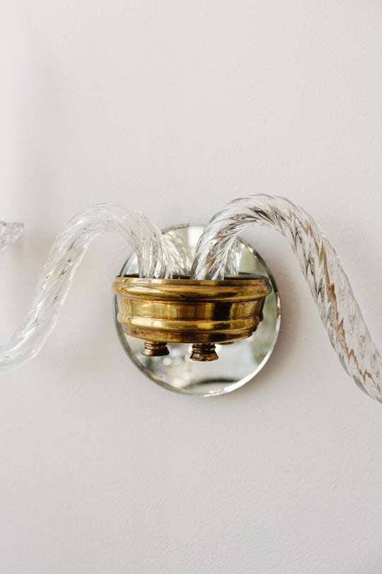 pair of vintage french murano glass double wall sconces