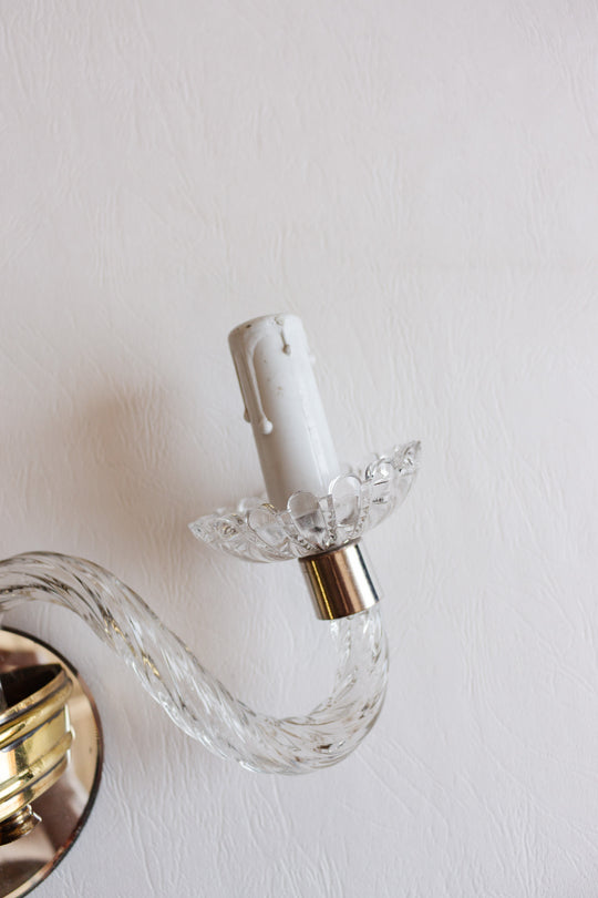 pair of vintage french murano glass double wall sconces