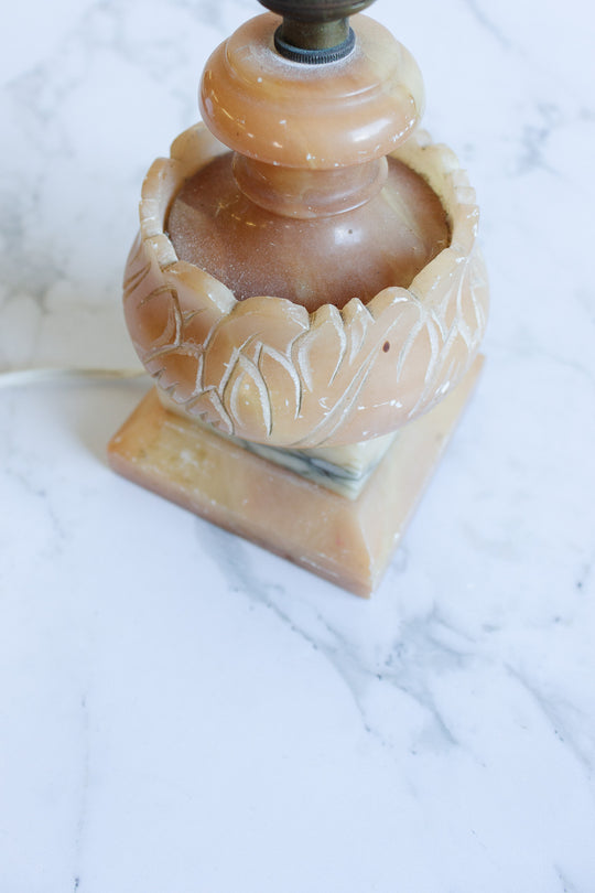 vintage french hand carved alabaster lamp with shade