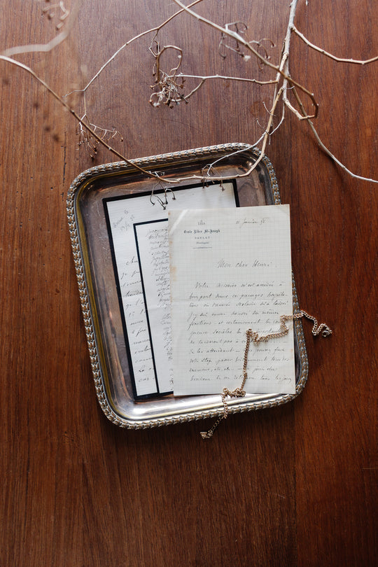 vintage french worn silver tray