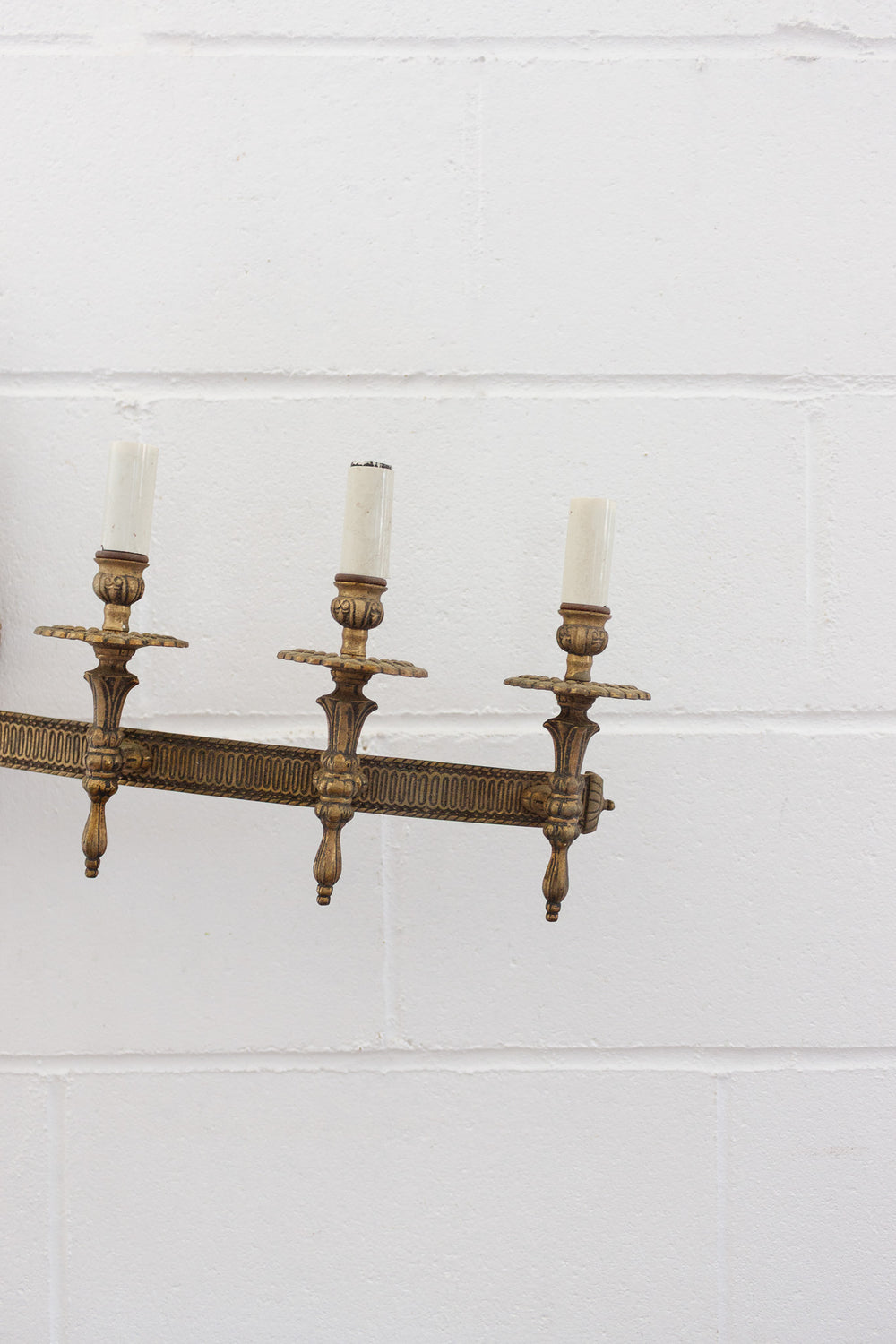 midcentury french 8-light brass wall light sconce