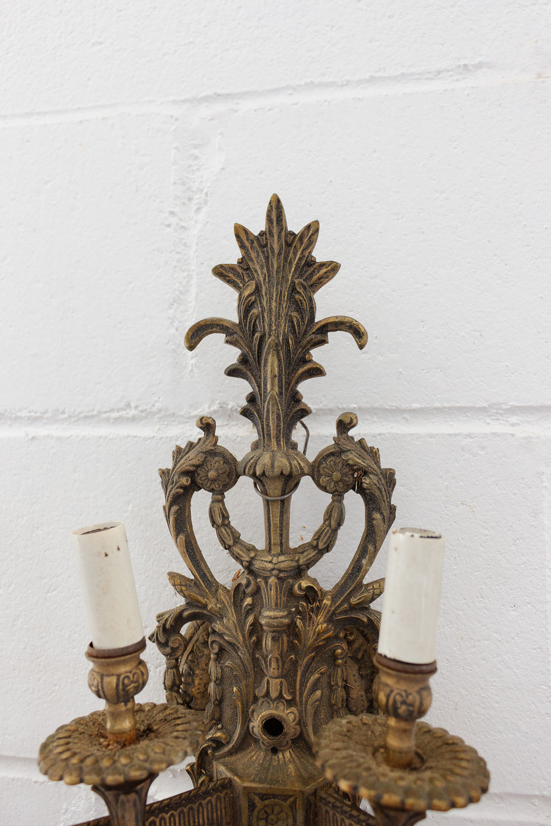 midcentury french 8-light brass wall light sconce