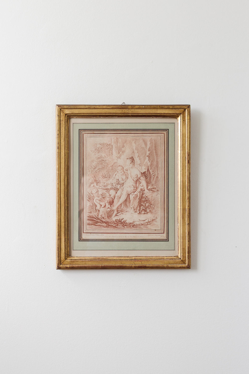 pair of 18th century French chalk-manner (sanguine) crayon engravings