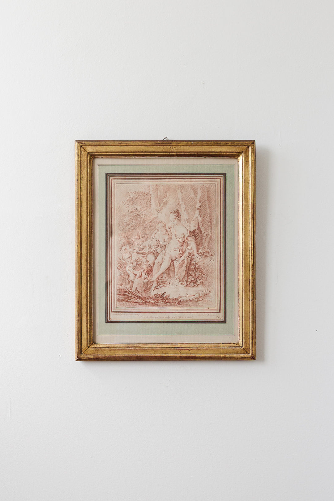 pair of 18th century French chalk-manner (sanguine) crayon engravings