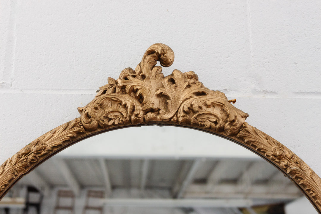 vintage european gilt wood round mirror