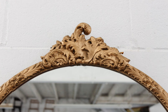 vintage european gilt wood round mirror