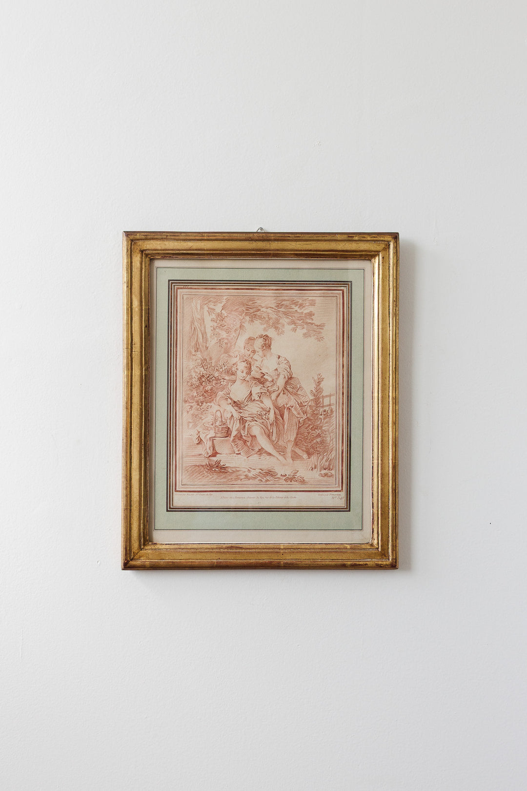 pair of 18th century French chalk-manner (sanguine) crayon engravings