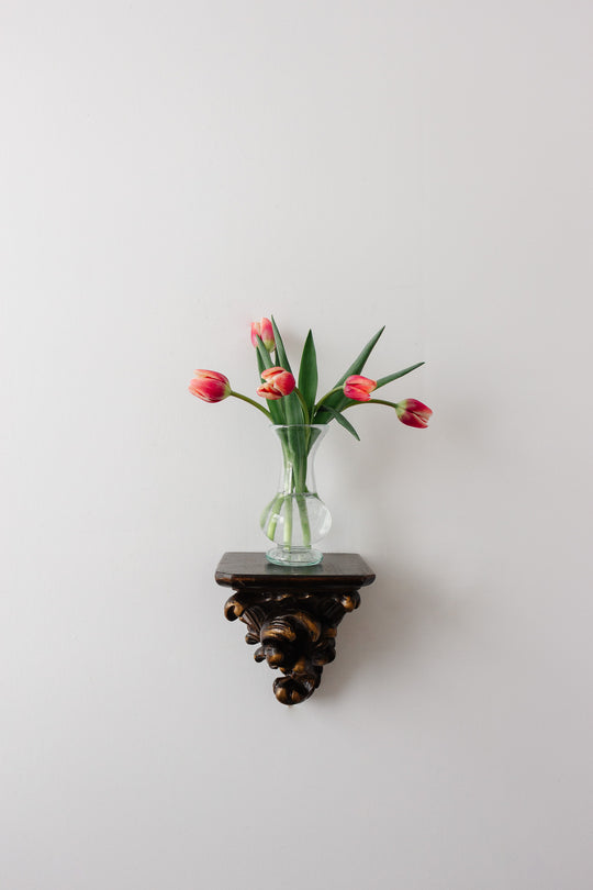 pair of vintage gilt wood corbel shelves