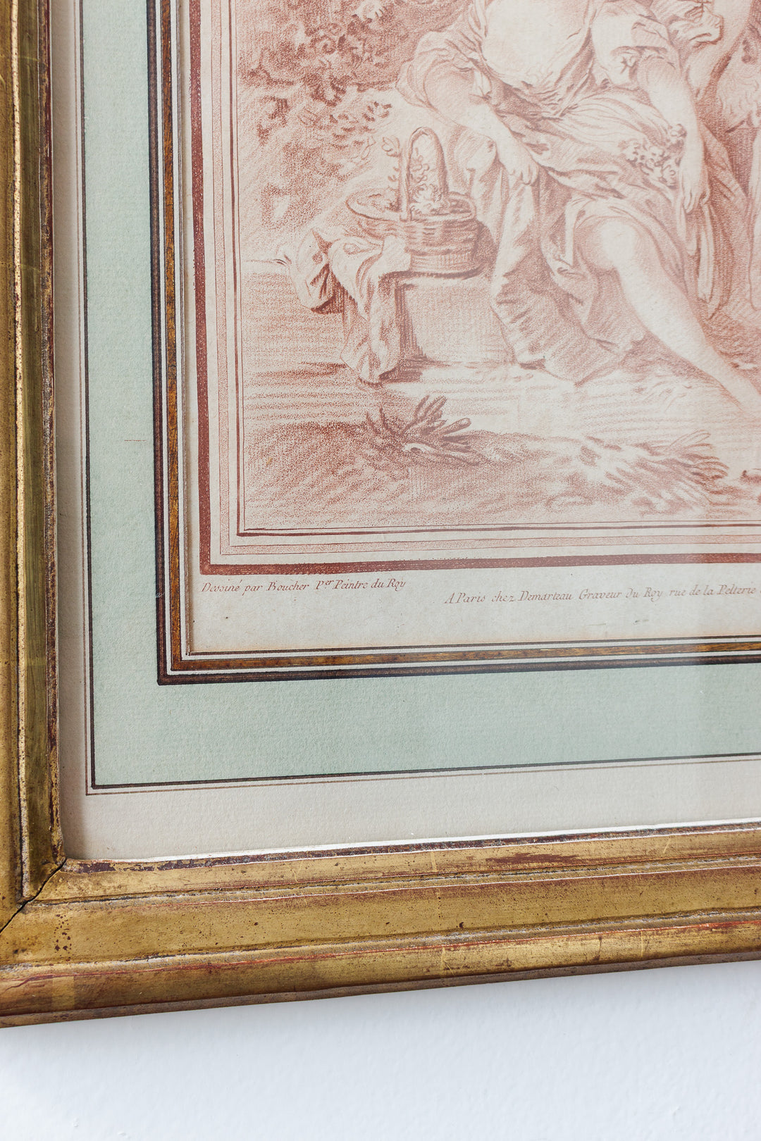 pair of 18th century French chalk-manner (sanguine) crayon engravings