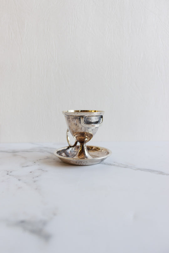 eclectic set of vintage french silver egg cups