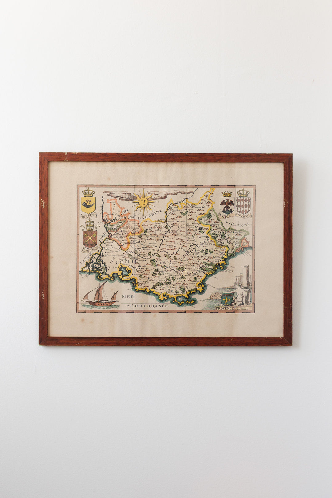antique 1702 cartographic map of Provence