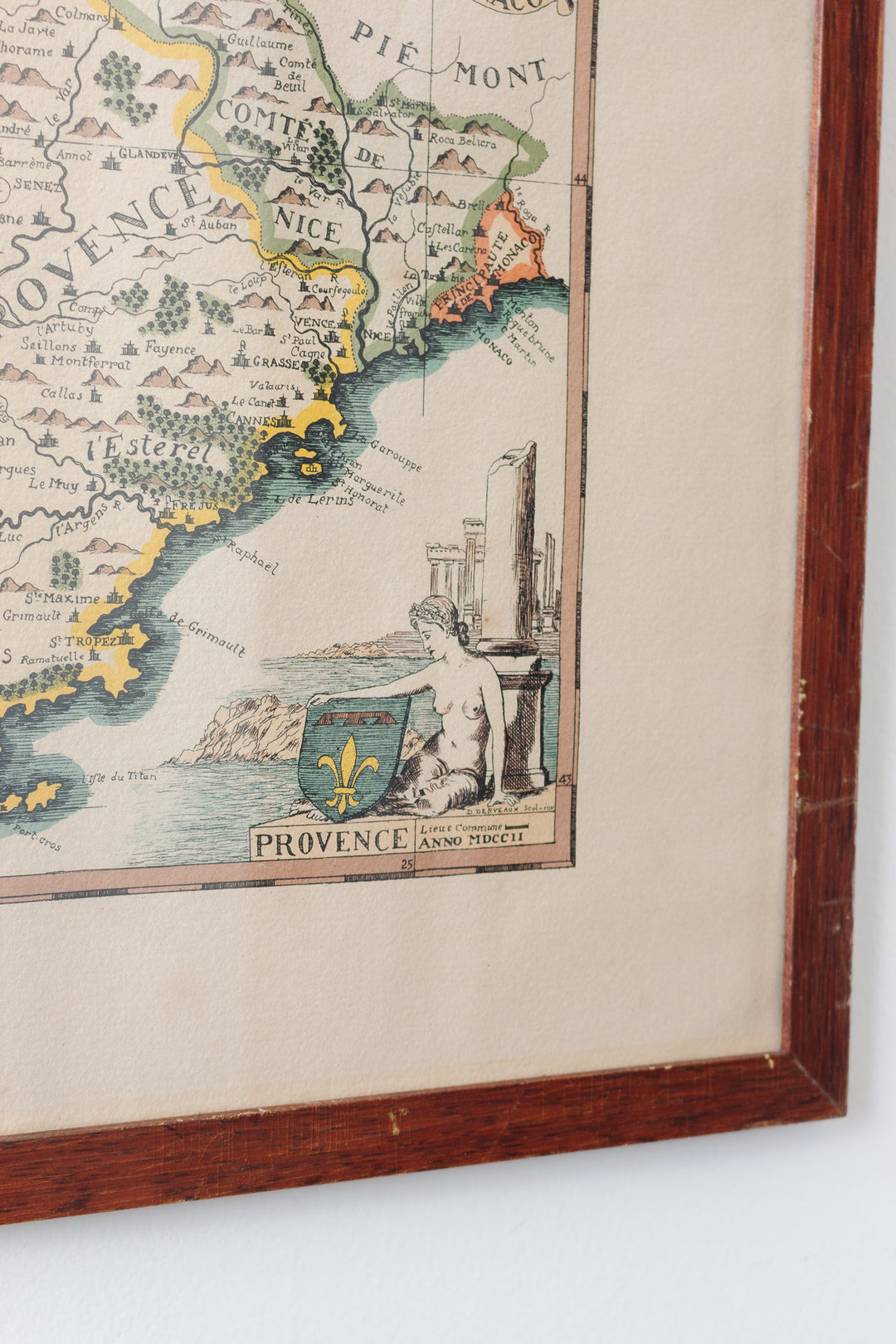 antique 1702 cartographic map of Provence