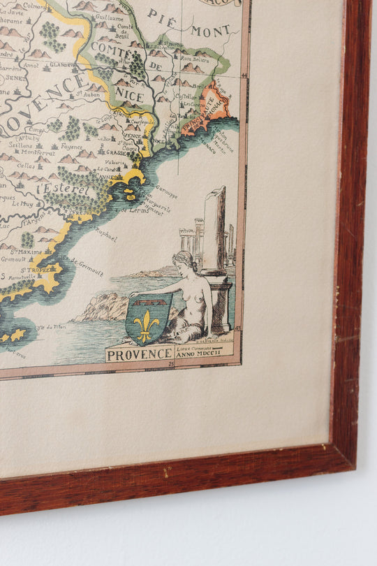 antique 1702 cartographic map of Provence