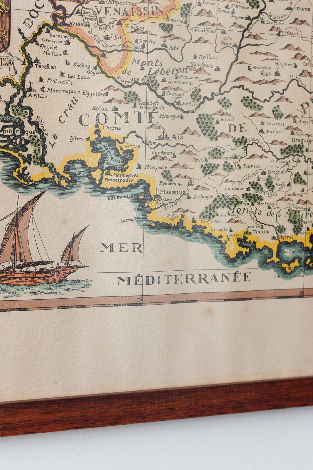 antique 1702 cartographic map of Provence