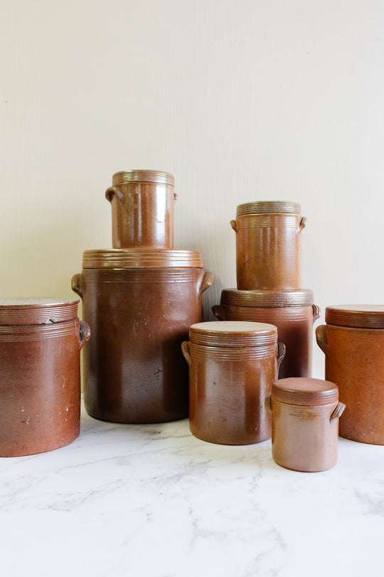 antique french confit pot with lid