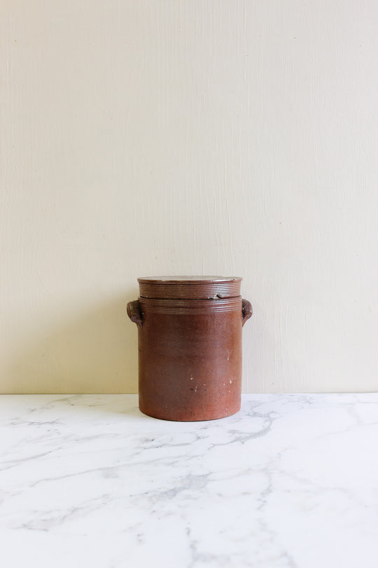 antique french confit pot with lid