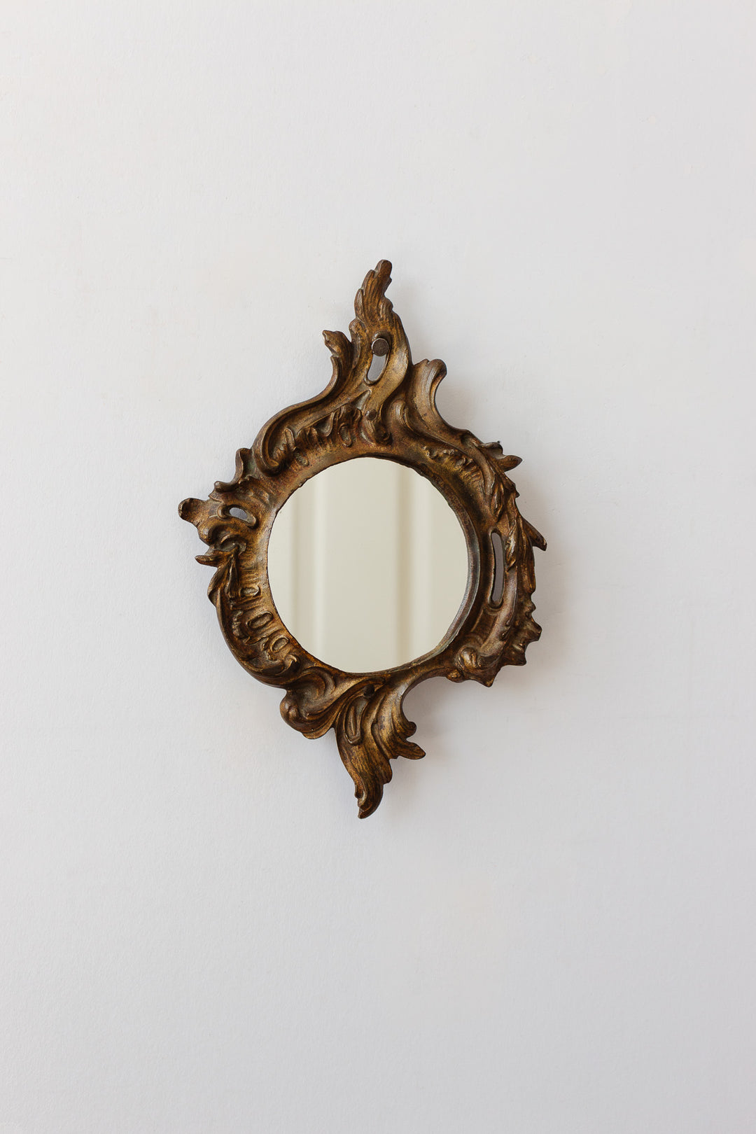 antique french Baroque cast metal mirror