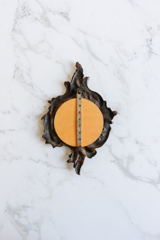 antique french Baroque cast metal mirror