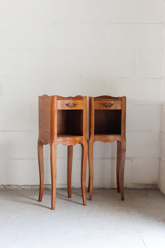 pair of vintage French louis xv style narrow nightstands