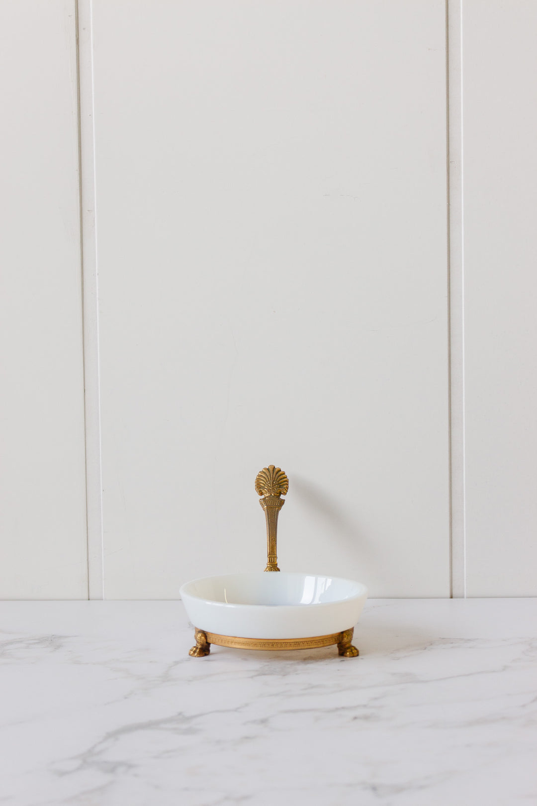 antique french bronze and "bulle de savon" opaline dish