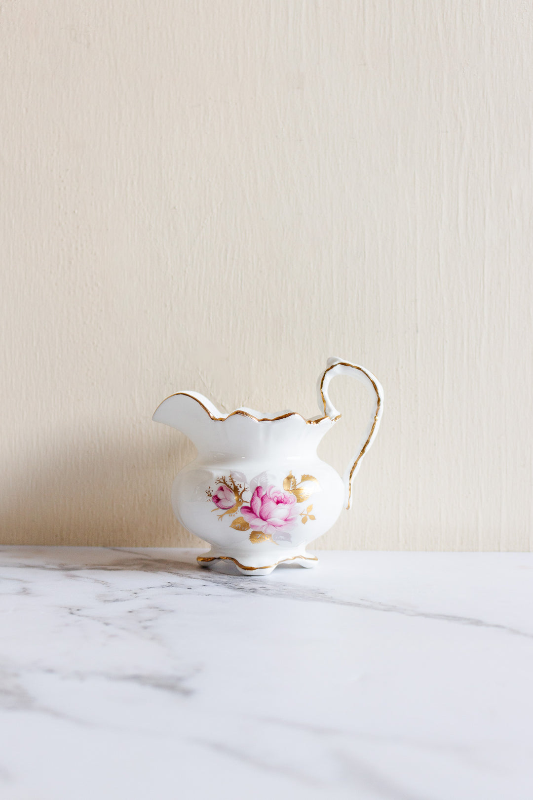 rare vintage aynsley floral creamer with ear handle