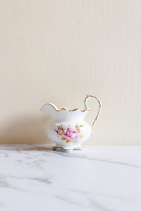 rare vintage aynsley floral creamer with ear handle
