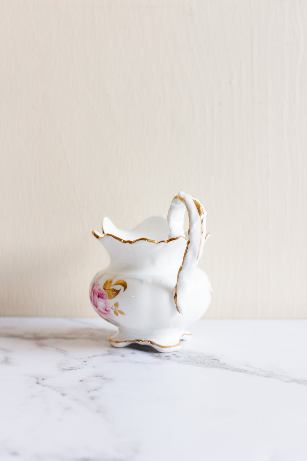 rare vintage aynsley floral creamer with ear handle