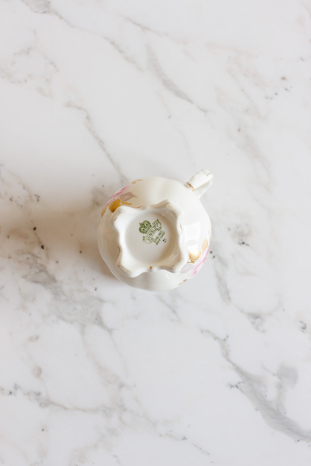 rare vintage aynsley floral creamer with ear handle