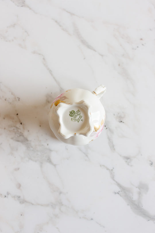 rare vintage aynsley floral creamer with ear handle