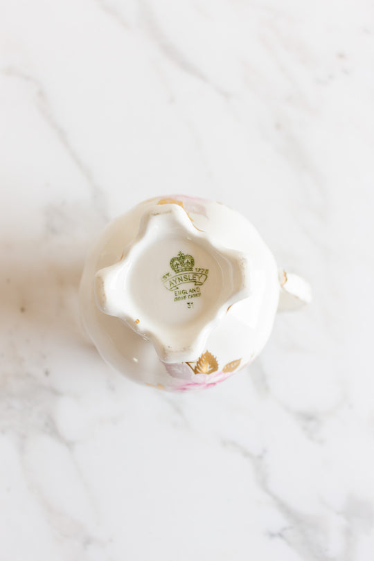 rare vintage aynsley floral creamer with ear handle