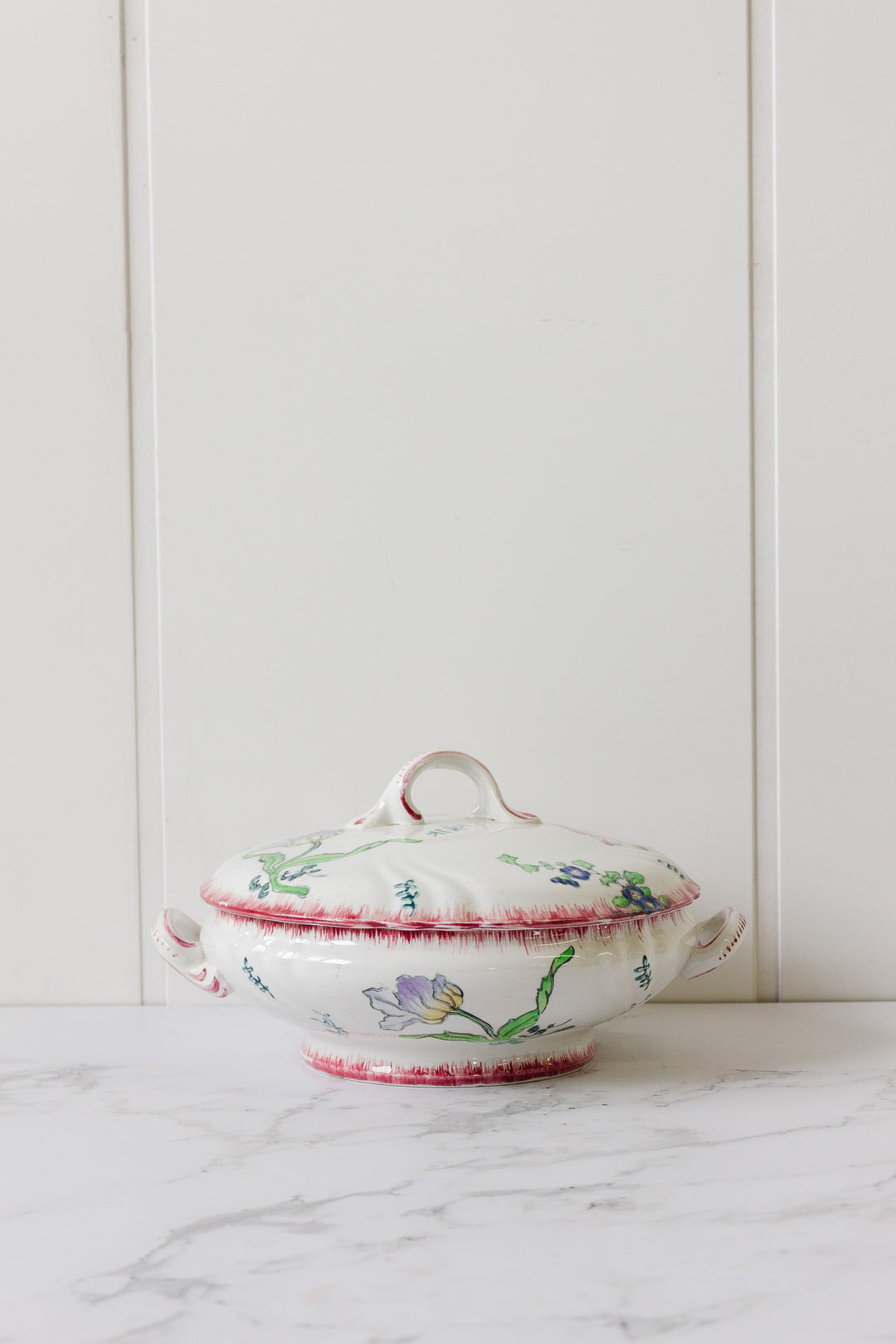 antique longwy "marseille" polychrome soupière