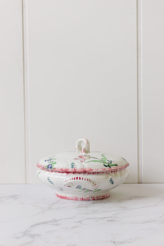 antique longwy "marseille" polychrome soupière