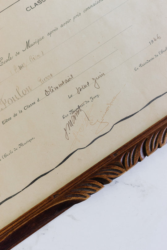 1945 1st prize music certificate from ville de saumur