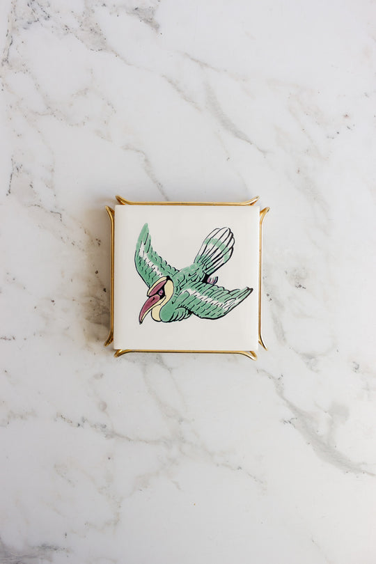 vintage french desèvres porcelain coaster