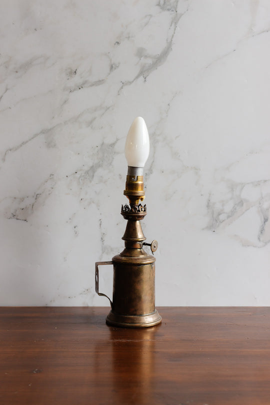 antique french pigeon oil lamp with shade