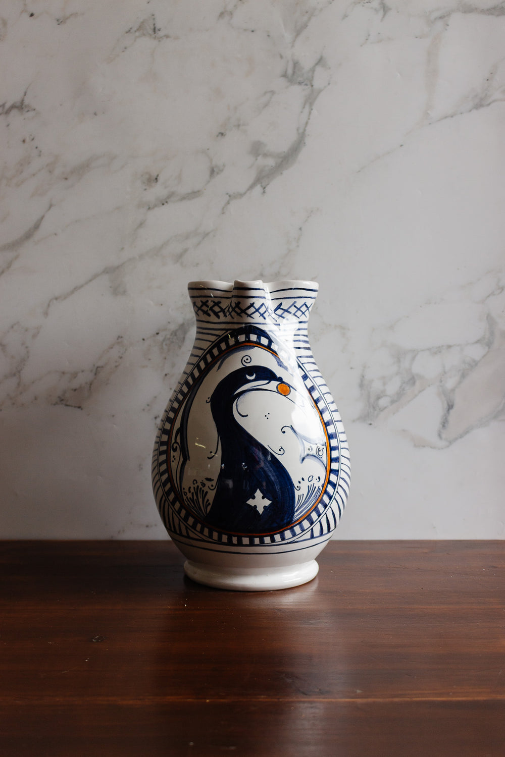 large hand painted italian "istituto statale d'arte di faenza" pitcher