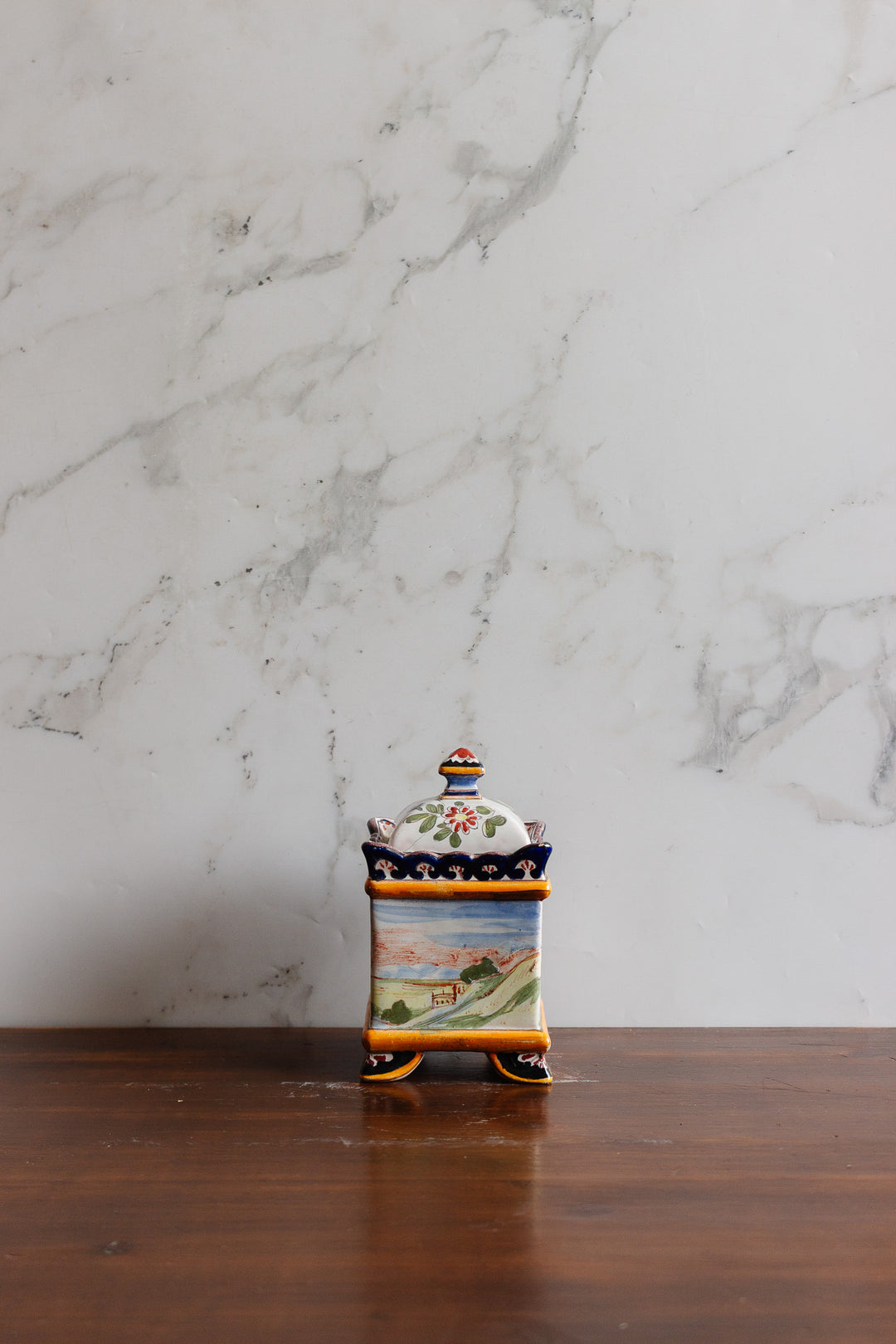1930s italian majolica square canister pair
