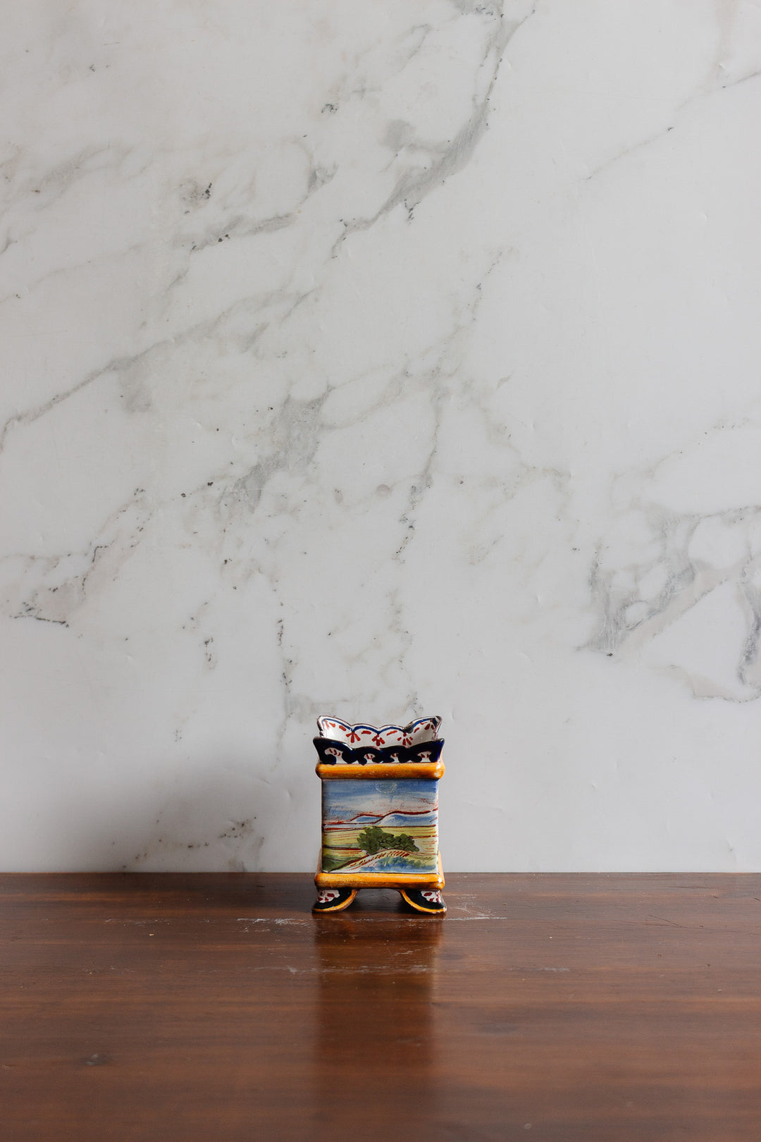 1930s italian majolica square canister pair
