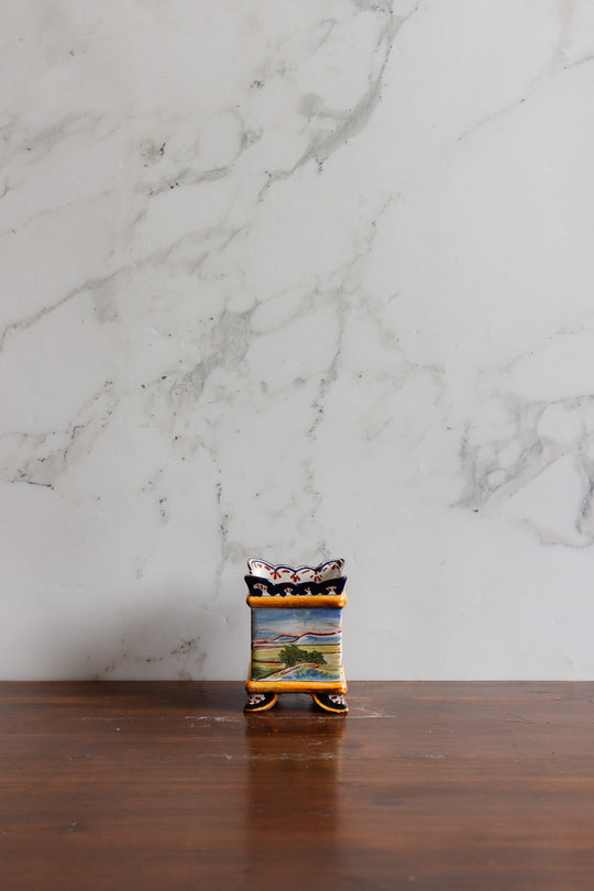 1930s italian majolica square canister pair