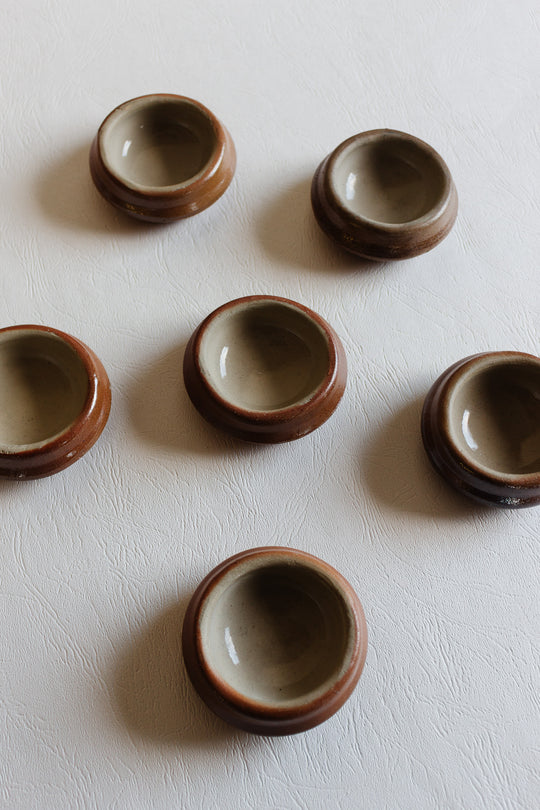 set of 6 vintage french stoneware butter pats