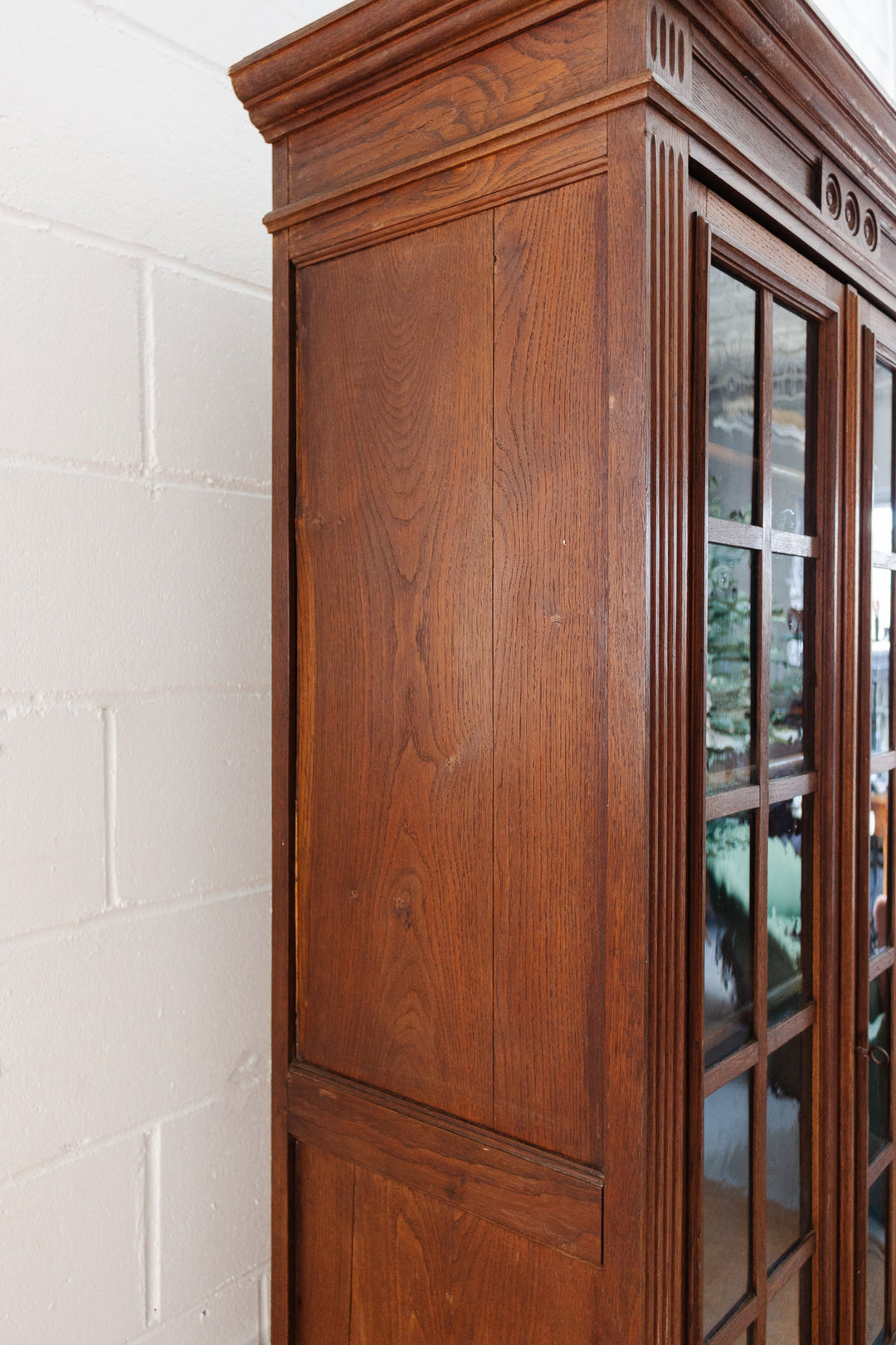 turn of the century French carved oak Louis XVI bookshelf