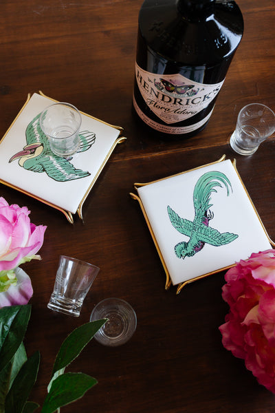 vintage french desèvres porcelain coaster