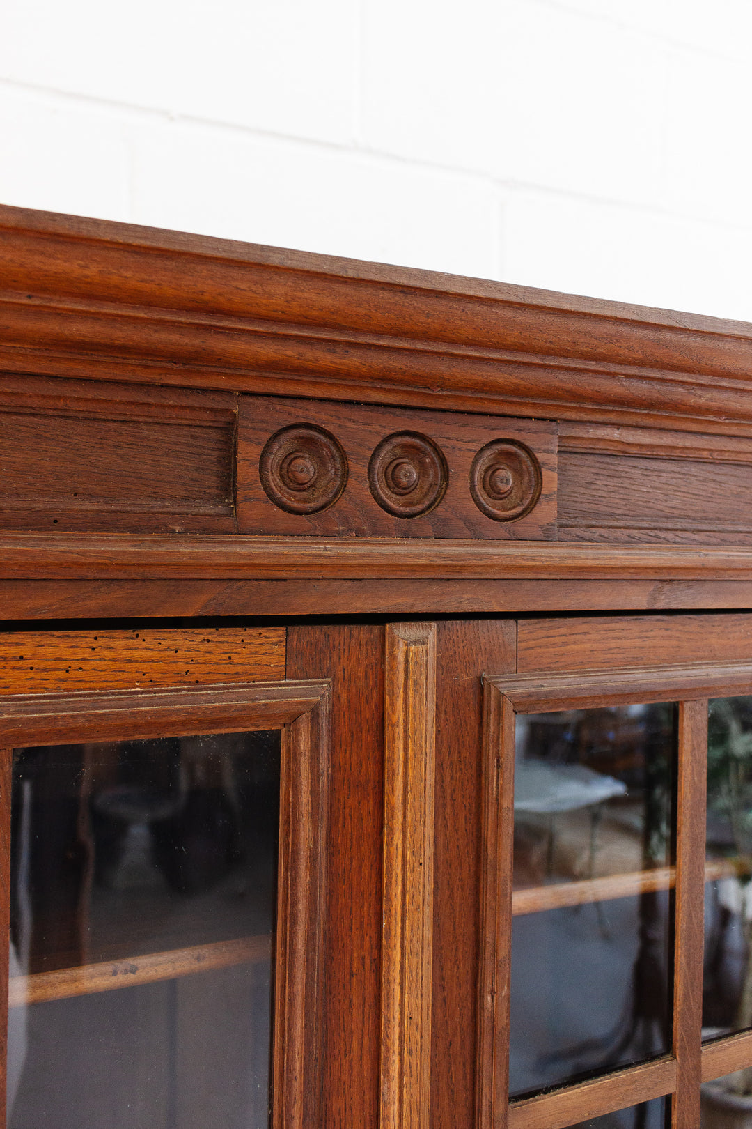 turn of the century French carved oak Louis XVI bookshelf
